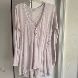 Free People We The Free Oversized Citrine Textured Thermal Long Sleeve Top